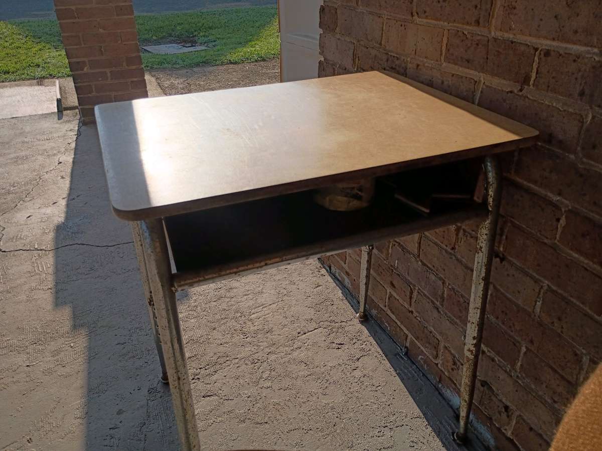 school desk with 2 chairs and office desk
