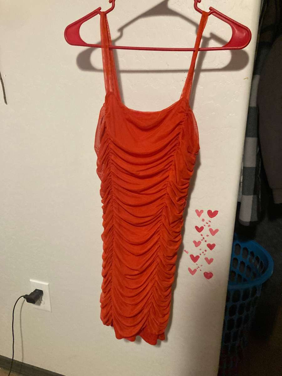 red spaghetti strap dress