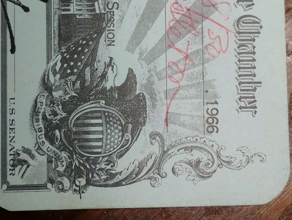 extremely rare 1966 United States Senate Chamber Invitation