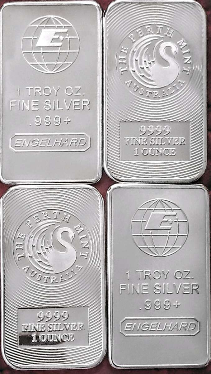 lot of 41 OUNCE SILVER bars 2 perth mint 2 Engelhard bars