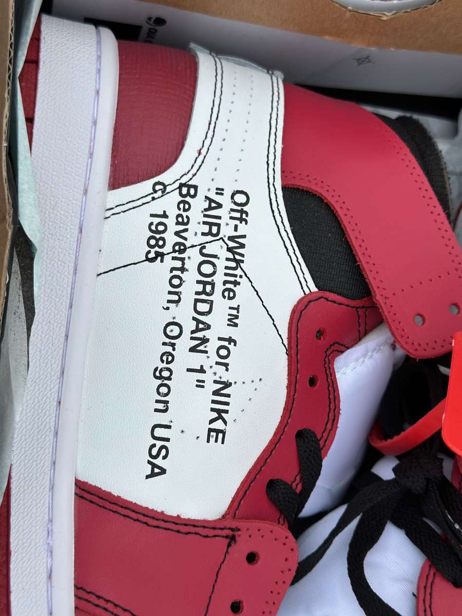 Air Jordan 1 Off White Chicago Red Retro High OG CNC Basketb