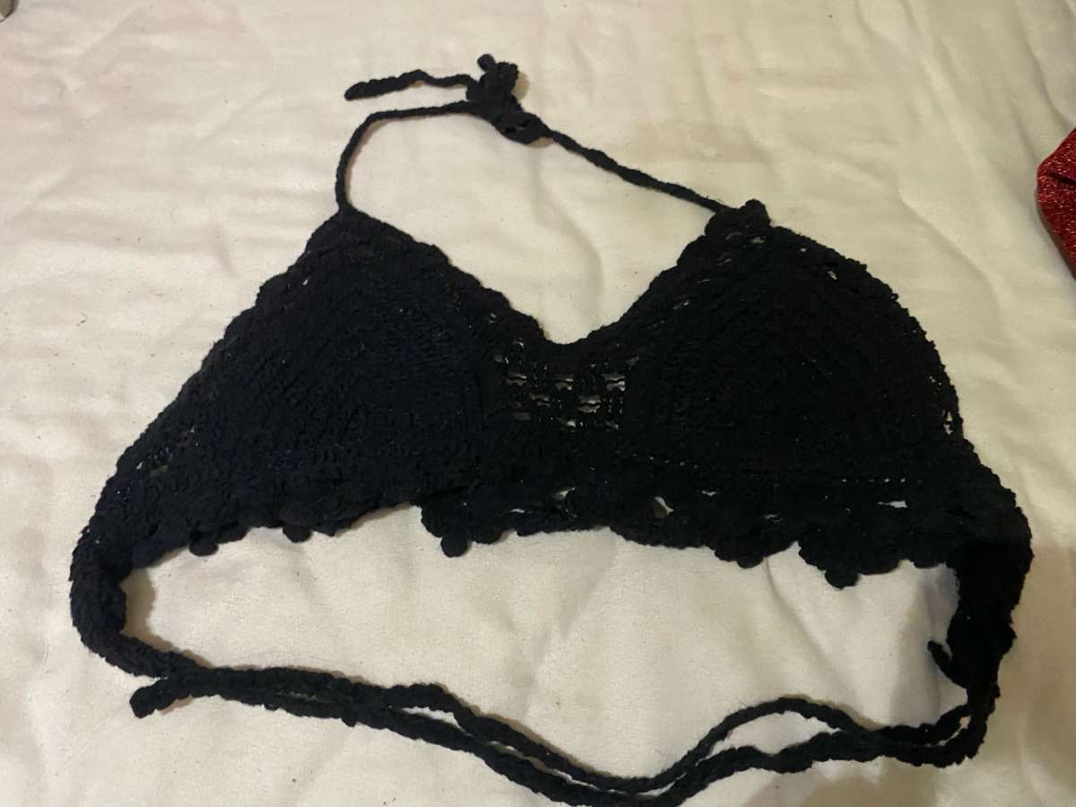 crochet black halter top