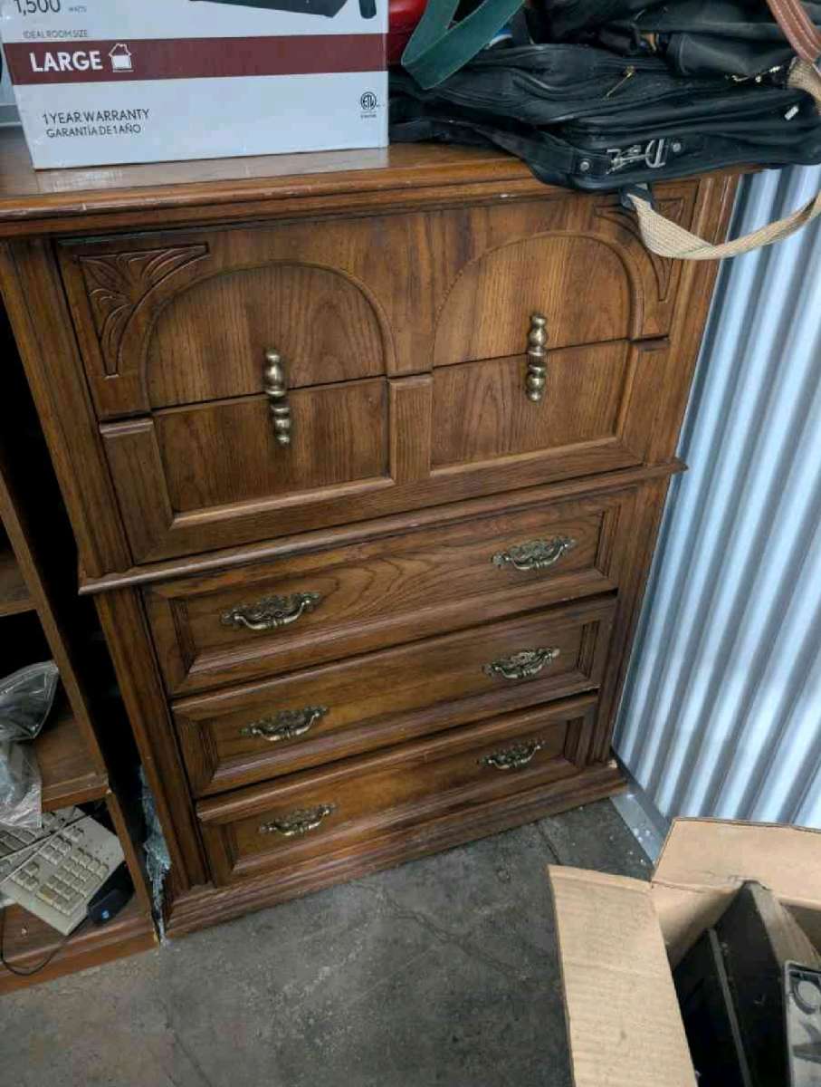 SOLID WOOD TALL DRESSER  HEAVY CLEAN READY TO GO