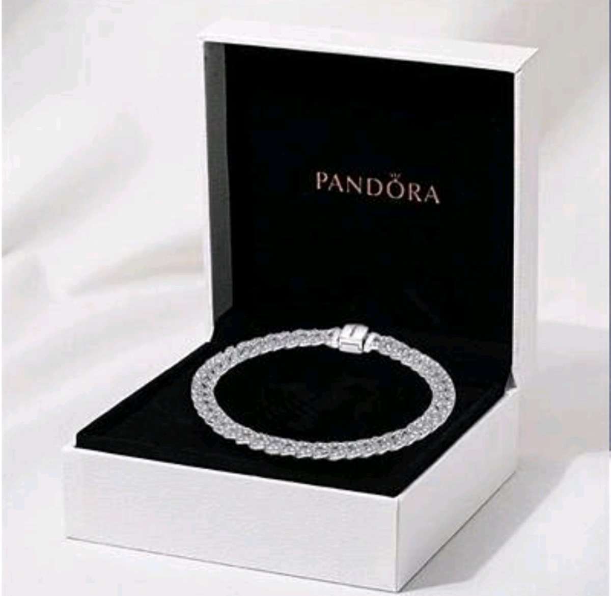 PANDORA TIMELESS PAVE CUBAN CHAIN STERLING SILVER BRACELET