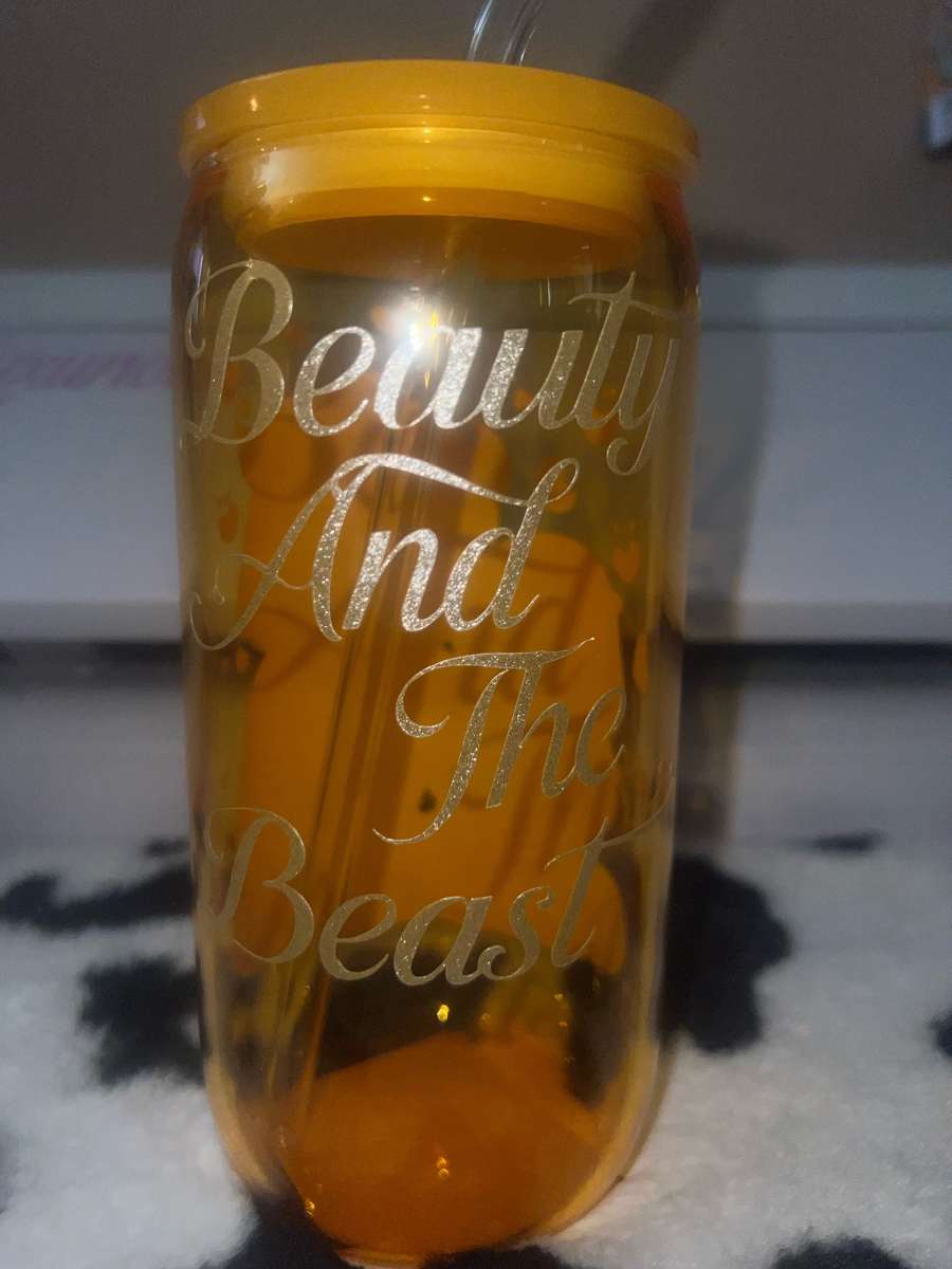 beauty and the beast glass tumbler