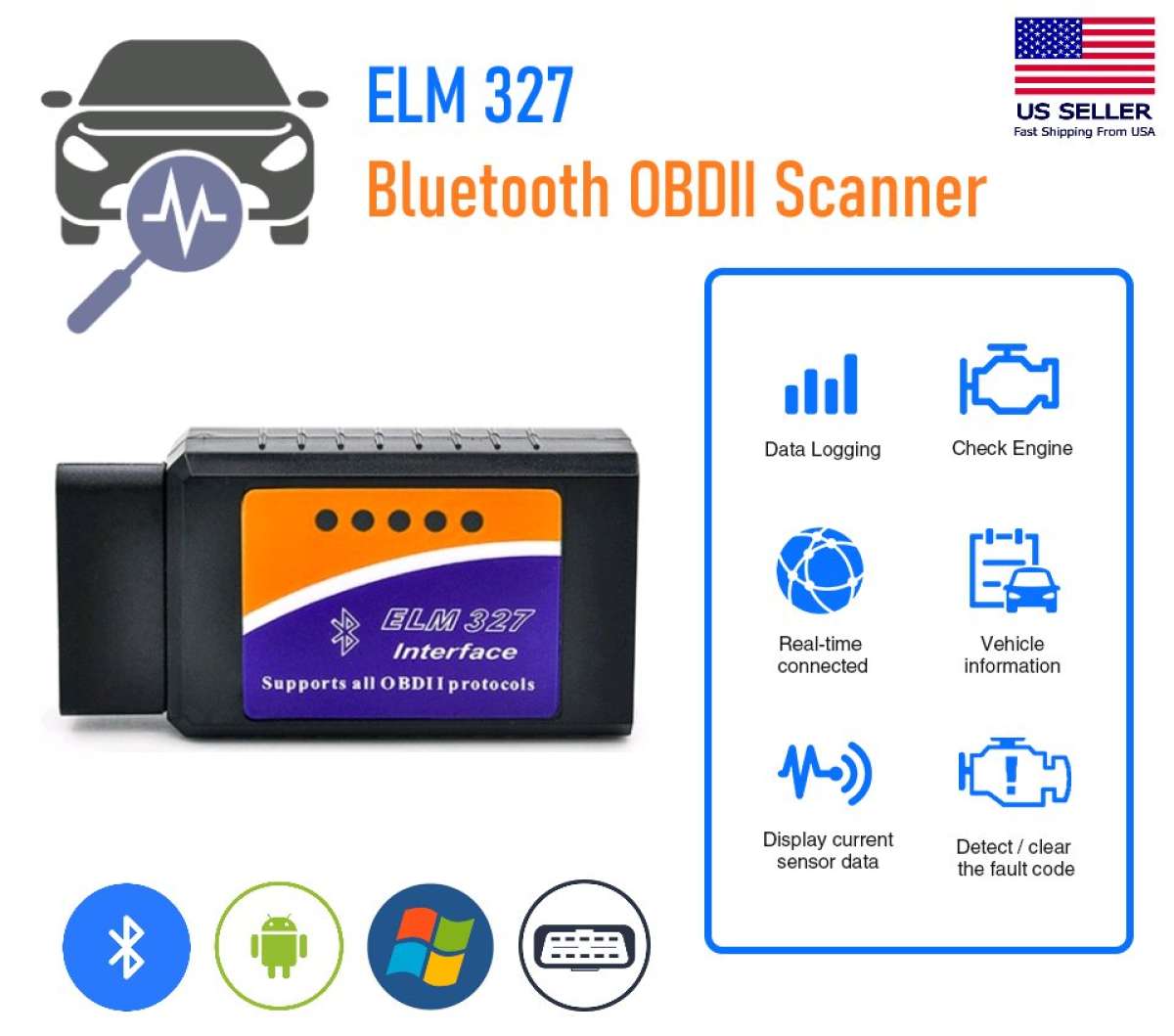 OBD 2 Bluetooth ELM327 Code Reader Scanner
