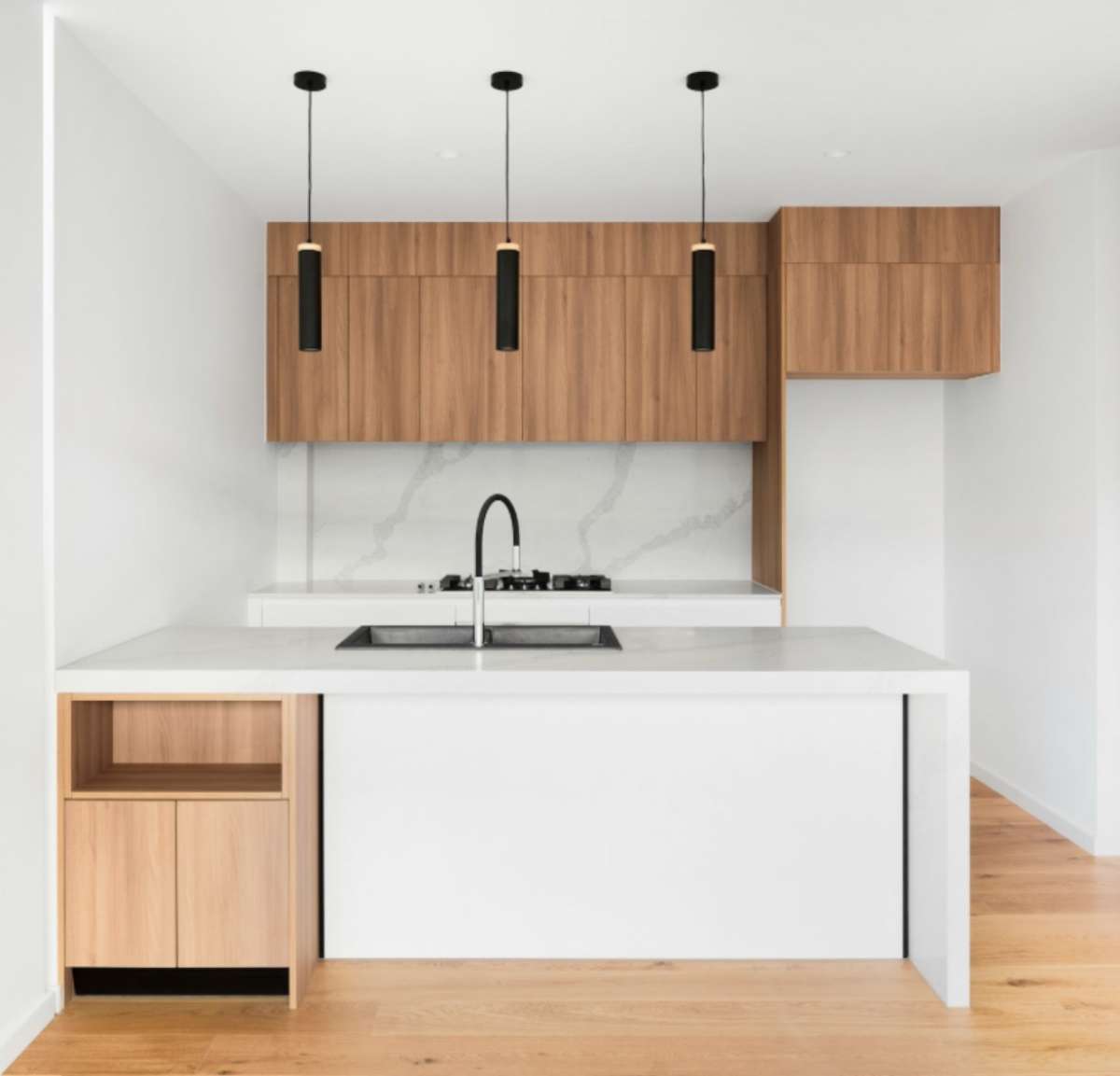 Colombian walnut small kitchen