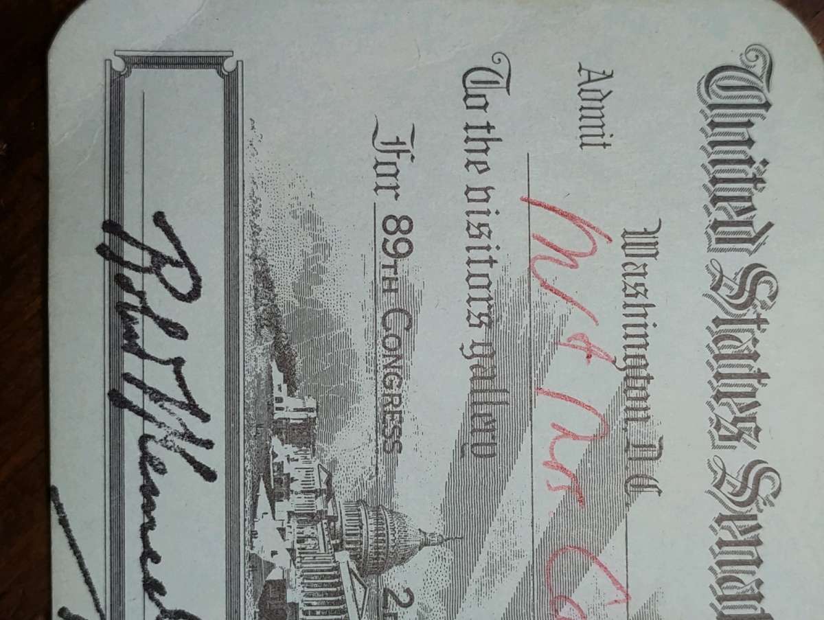 extremely rare 1966 United States Senate Chamber Invitation
