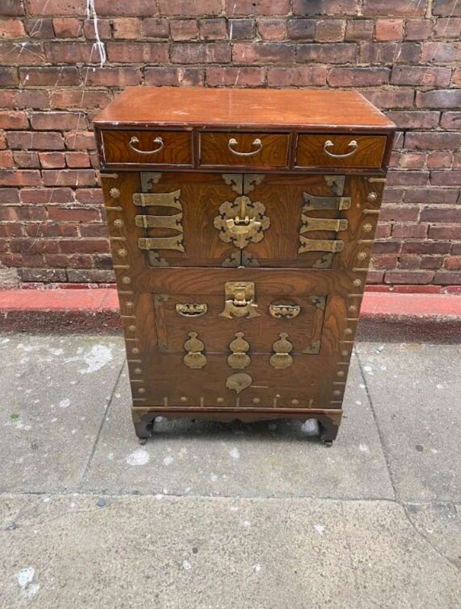 Vintage Cabinet  Solid Wood  Brass