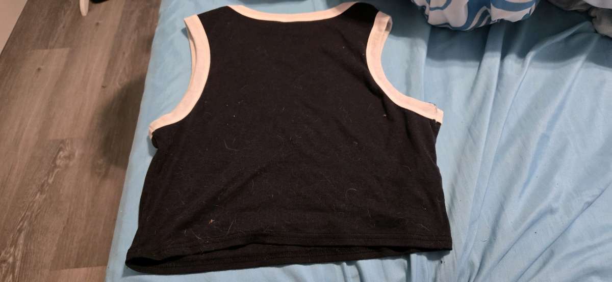 lets Rock black and white cropped tank