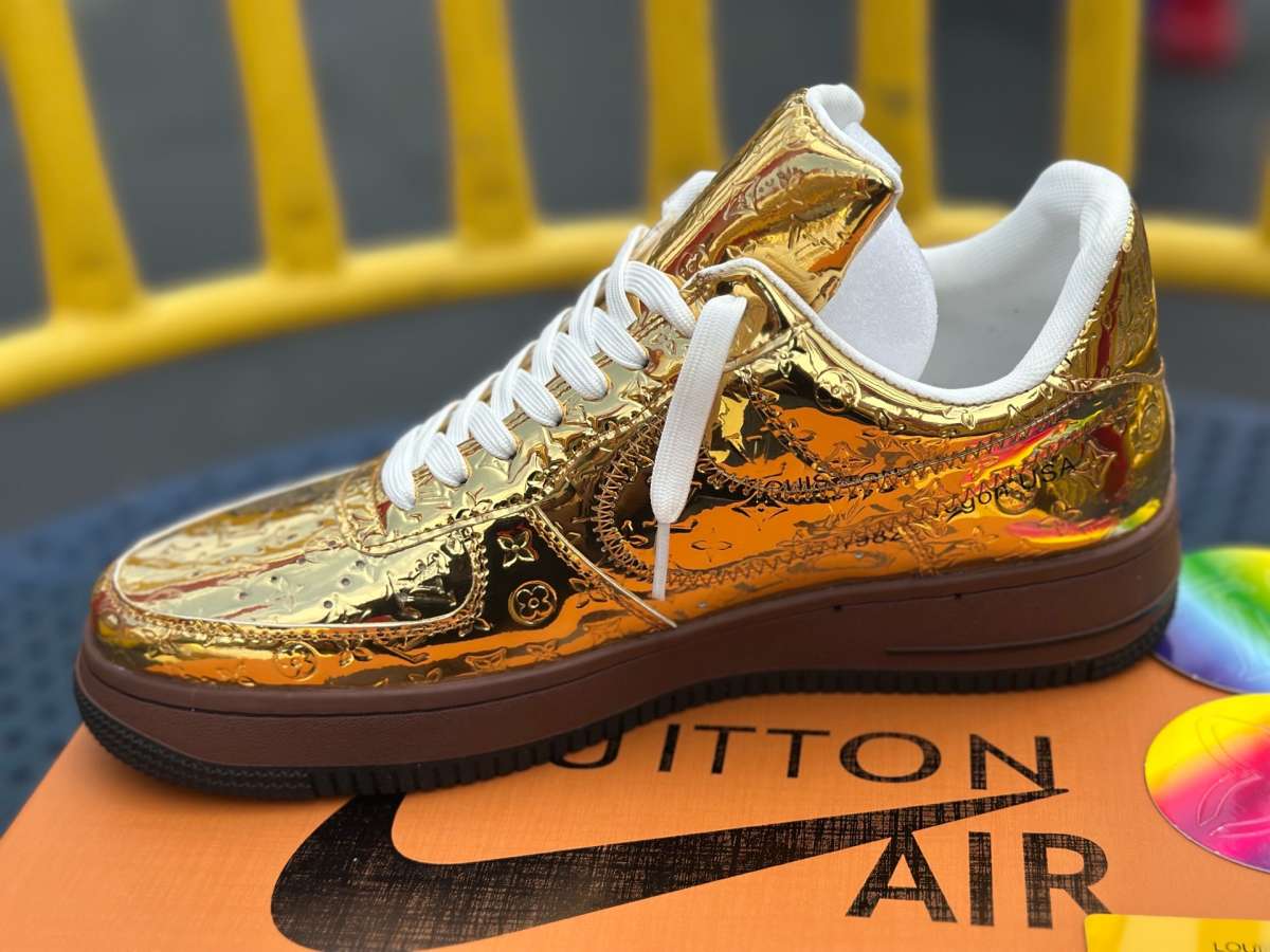 Louis Vuitton x Air Force 1 Low Metallic Gold