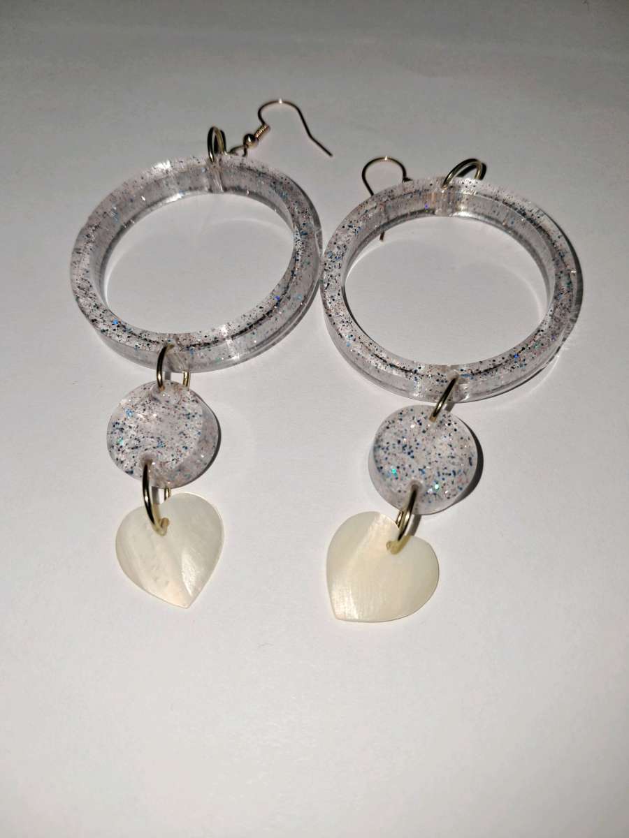 sparkling earrings with hearts