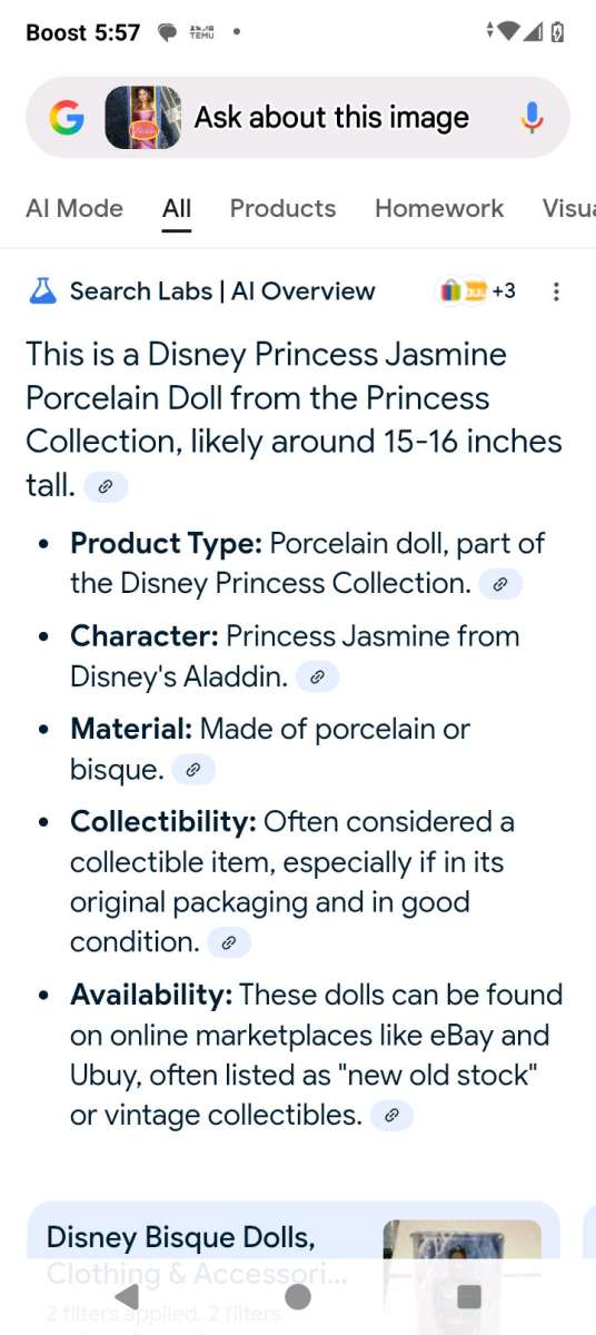 princess Jasmine porcelain doll