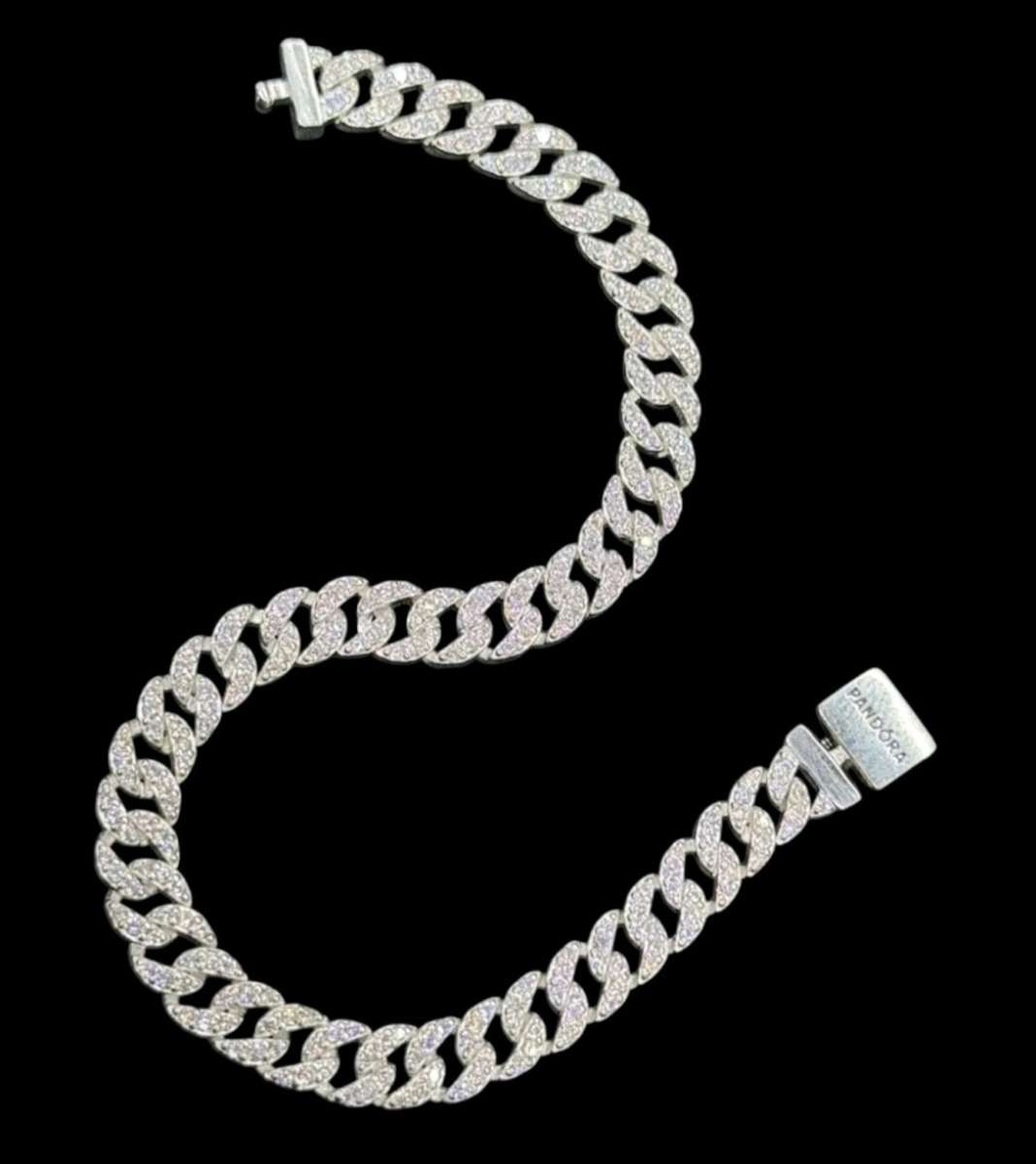 PANDORA TIMELESS PAVE CUBAN CHAIN STERLING SILVER BRACELET