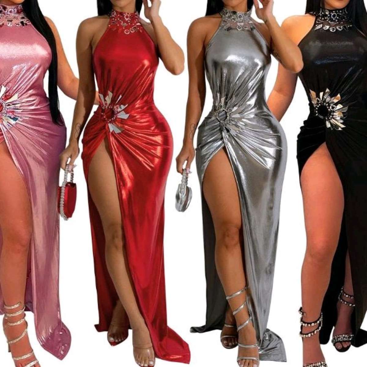 long high split Silver Color left