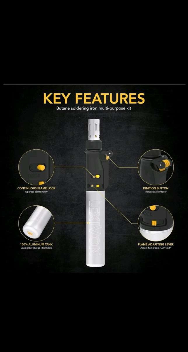 LEXIVON Butane Soldering Iron MultiPurpose Kit Cordless Adju