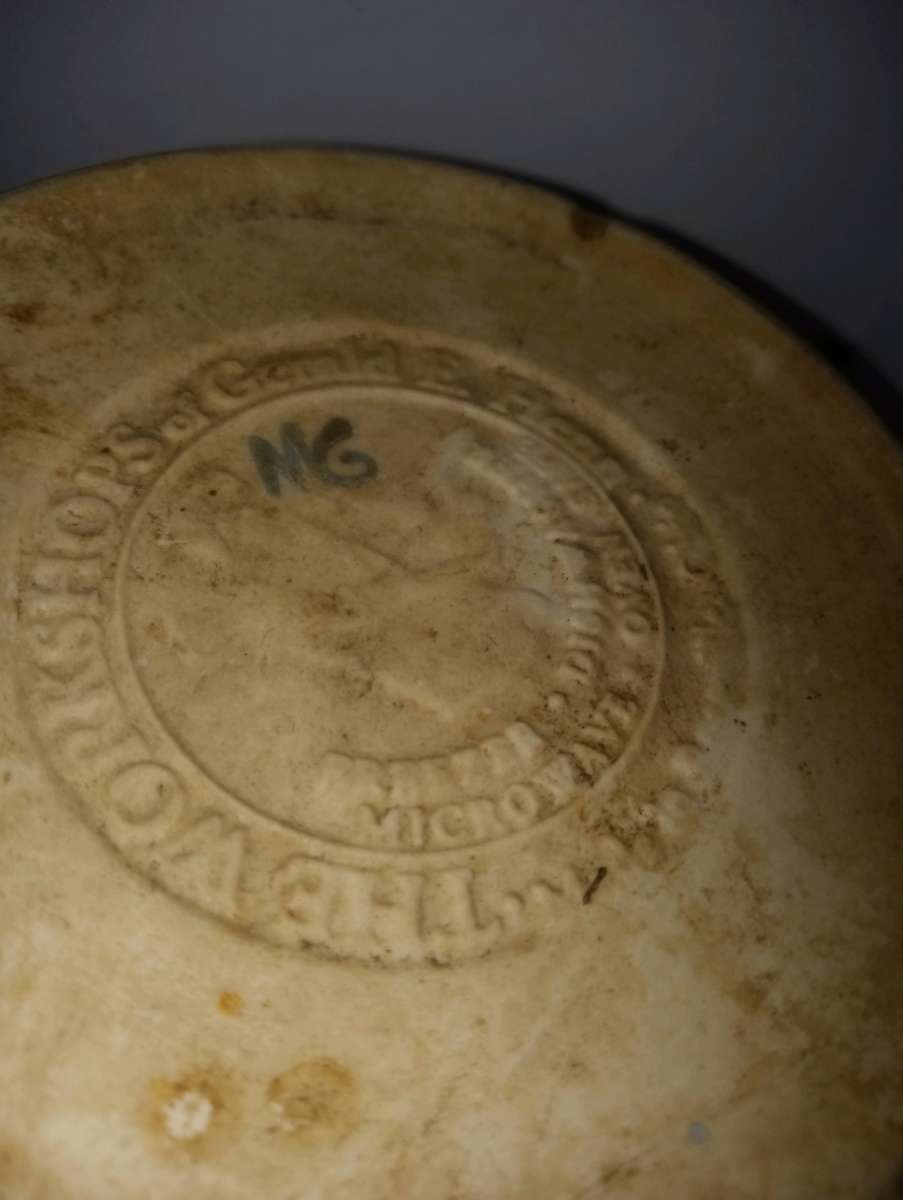 vintage blue white sponge bowl