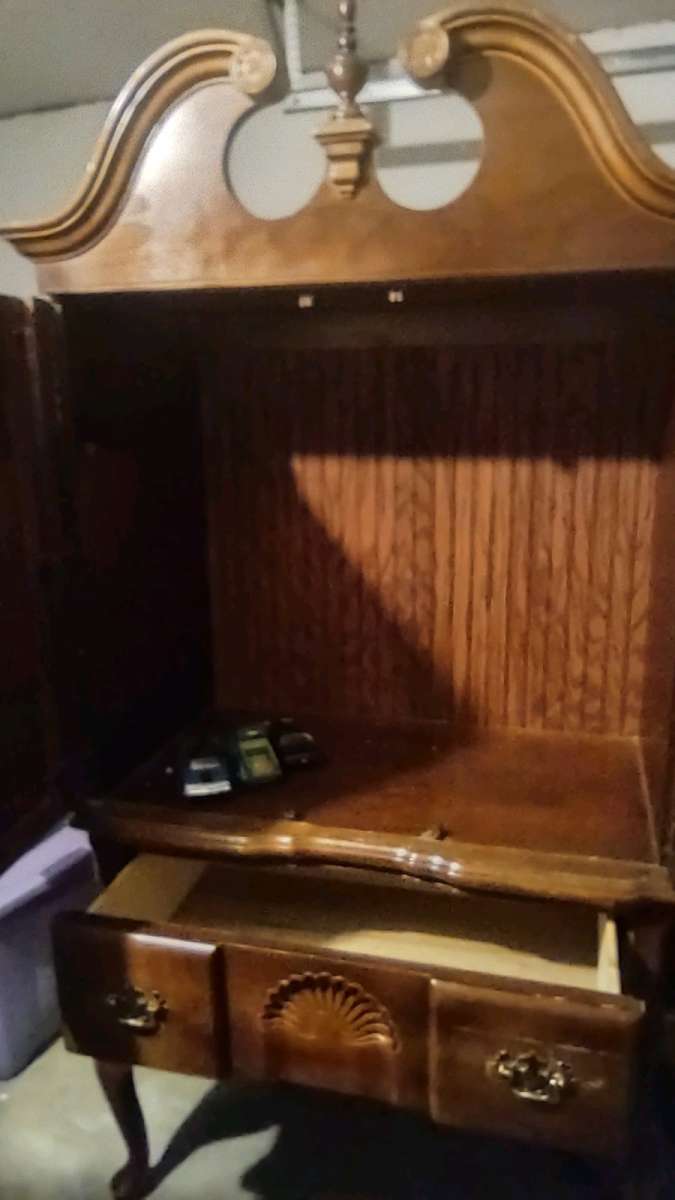 Queen Anne Style High Boy Entertainment Armoire