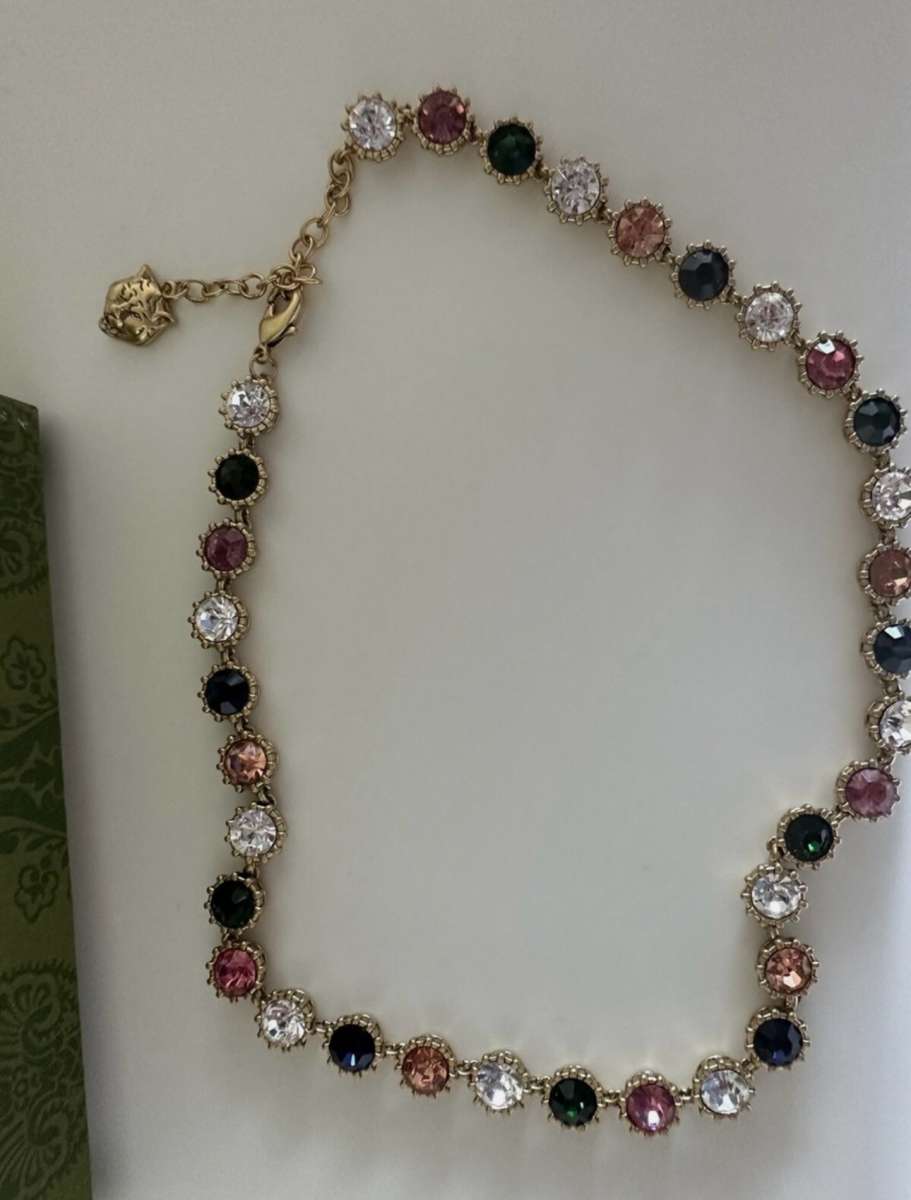 used Gucci Gold Multicor Stones Lion Necklace