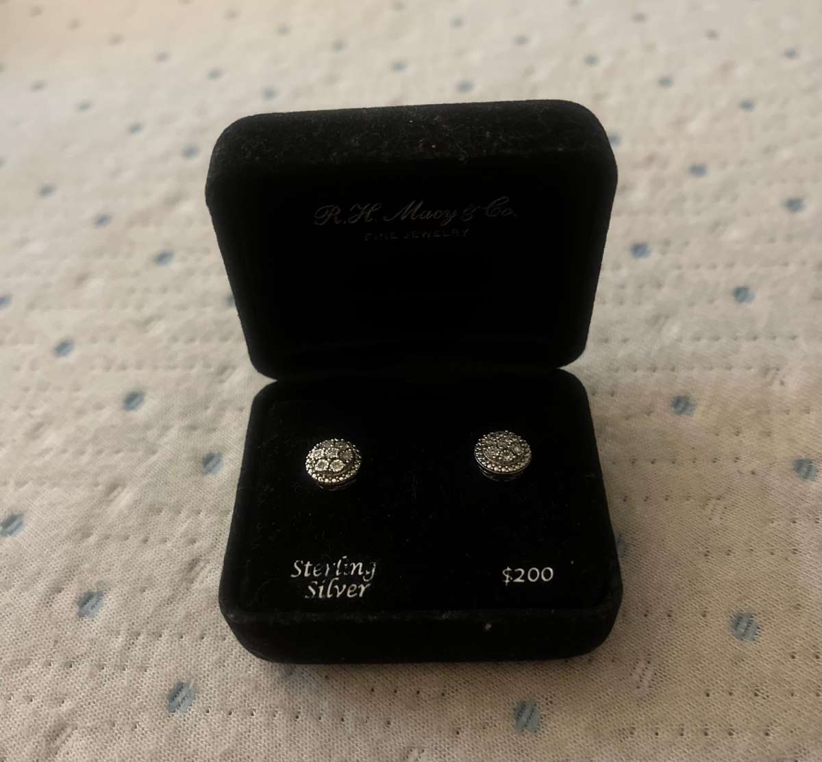 RH MACY STERLING SILVER DIAMOND EARRINGS
