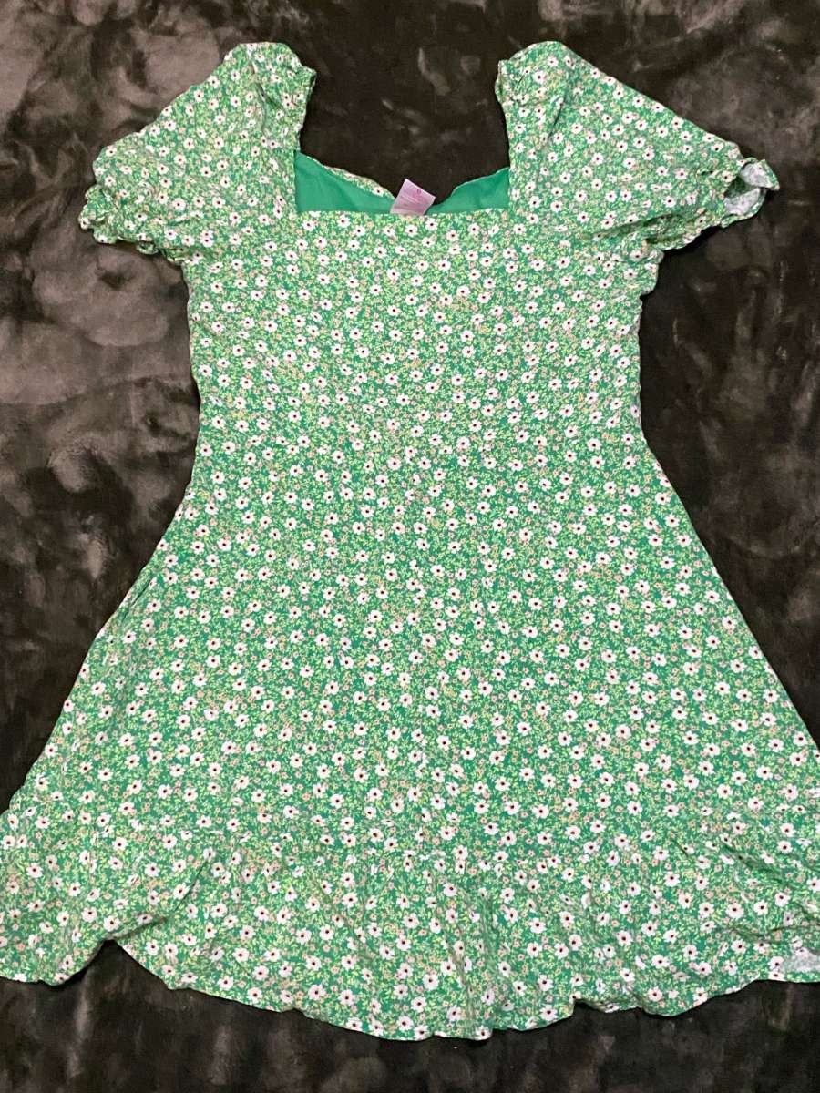 green floral dress