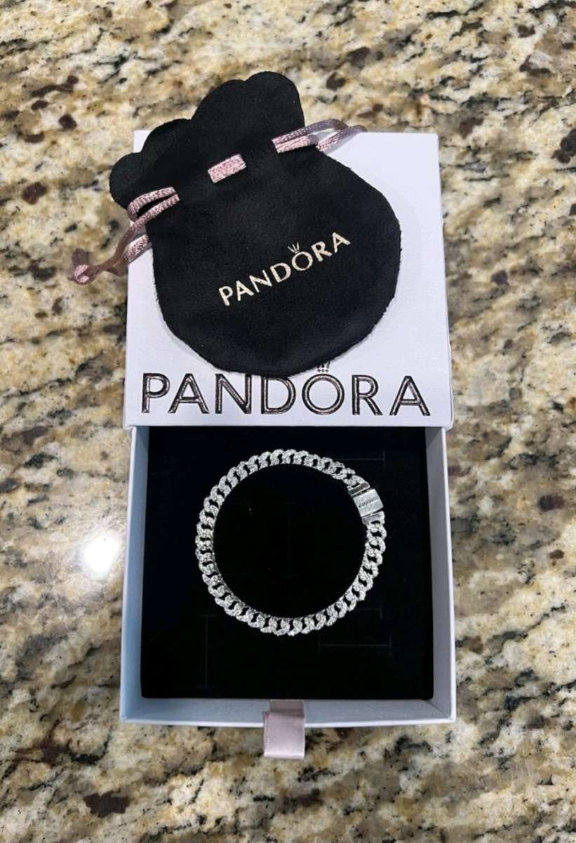 PANDORA TIMELESS PAVE CUBAN CHAIN STERLING SILVER BRACELET