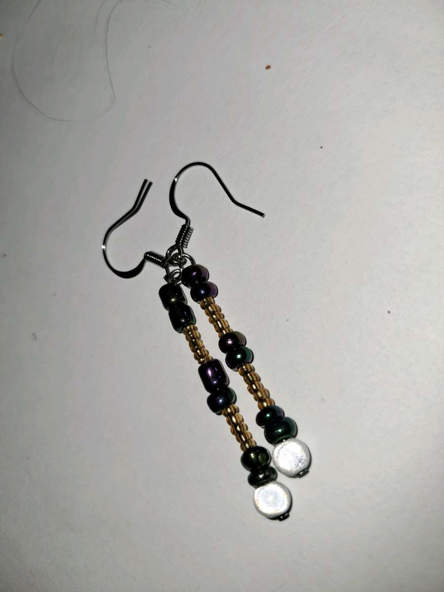 gold and purple earrings