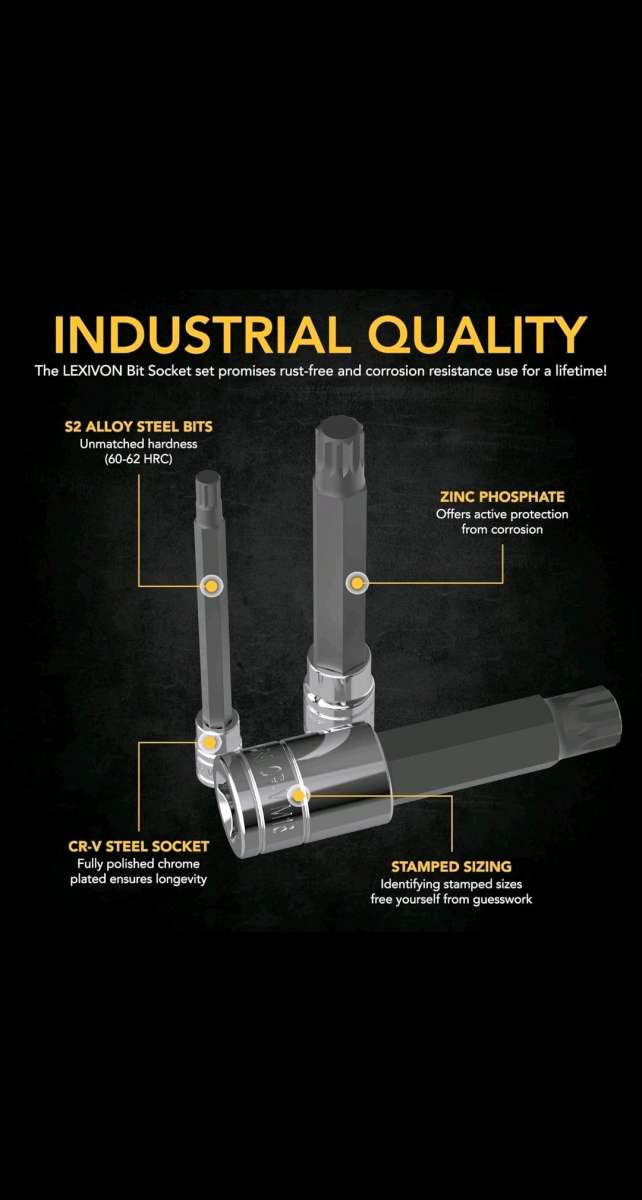XZN Triple Square Spline Bit Socket SetExtra Long 4Inc10Piec