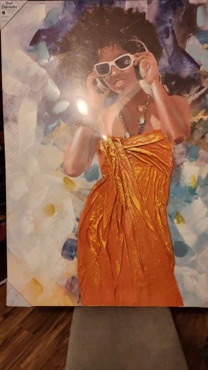 vibrate orange dress art art print