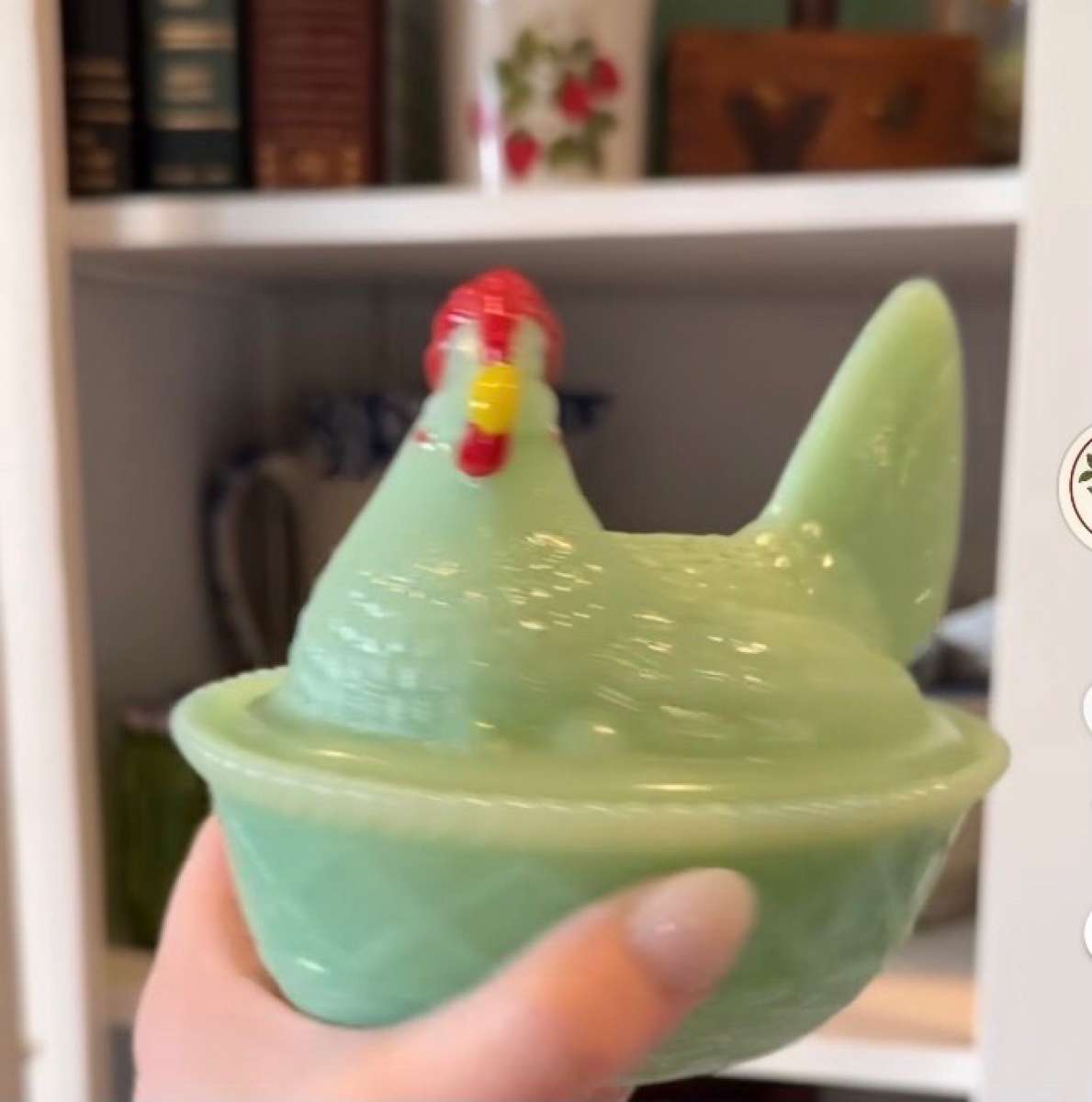 vintage glass hens on nest