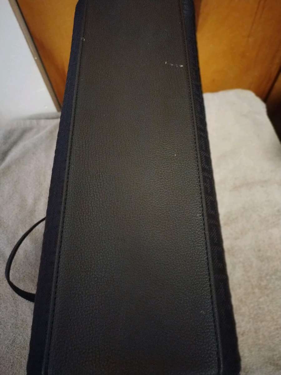 TOMMY HILFIGER Signature Black Canvas Faux Leather Shoulder