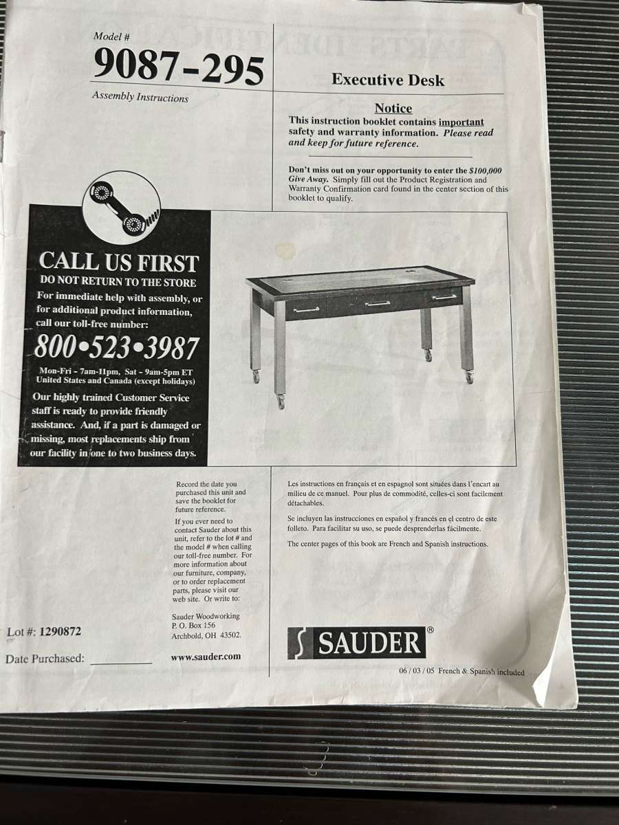 Glass Top Office Desk with Dark Wood Frame