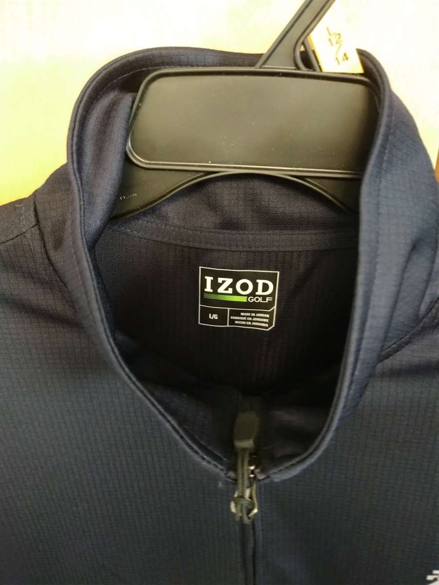 Izod Golf Pullover Top Mens Blue Long Sleeve 14 Zip Casual