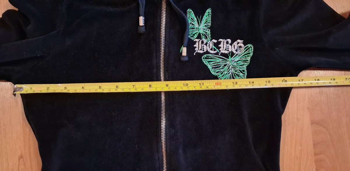 BCBGMAXAZRIA BLACK GELVET HOODIE WOMENS SMALL