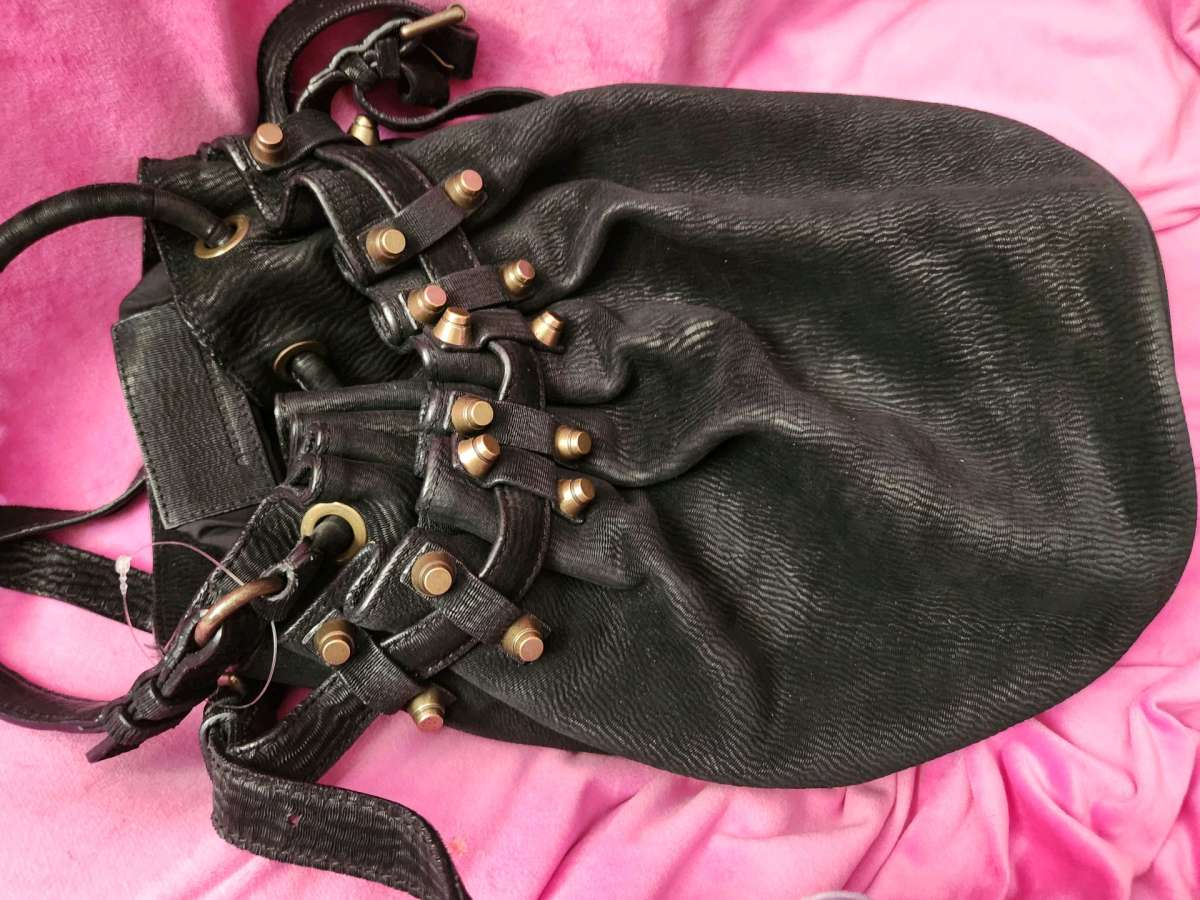 Alexander Wang black suede studded bag Diego Bucket bag