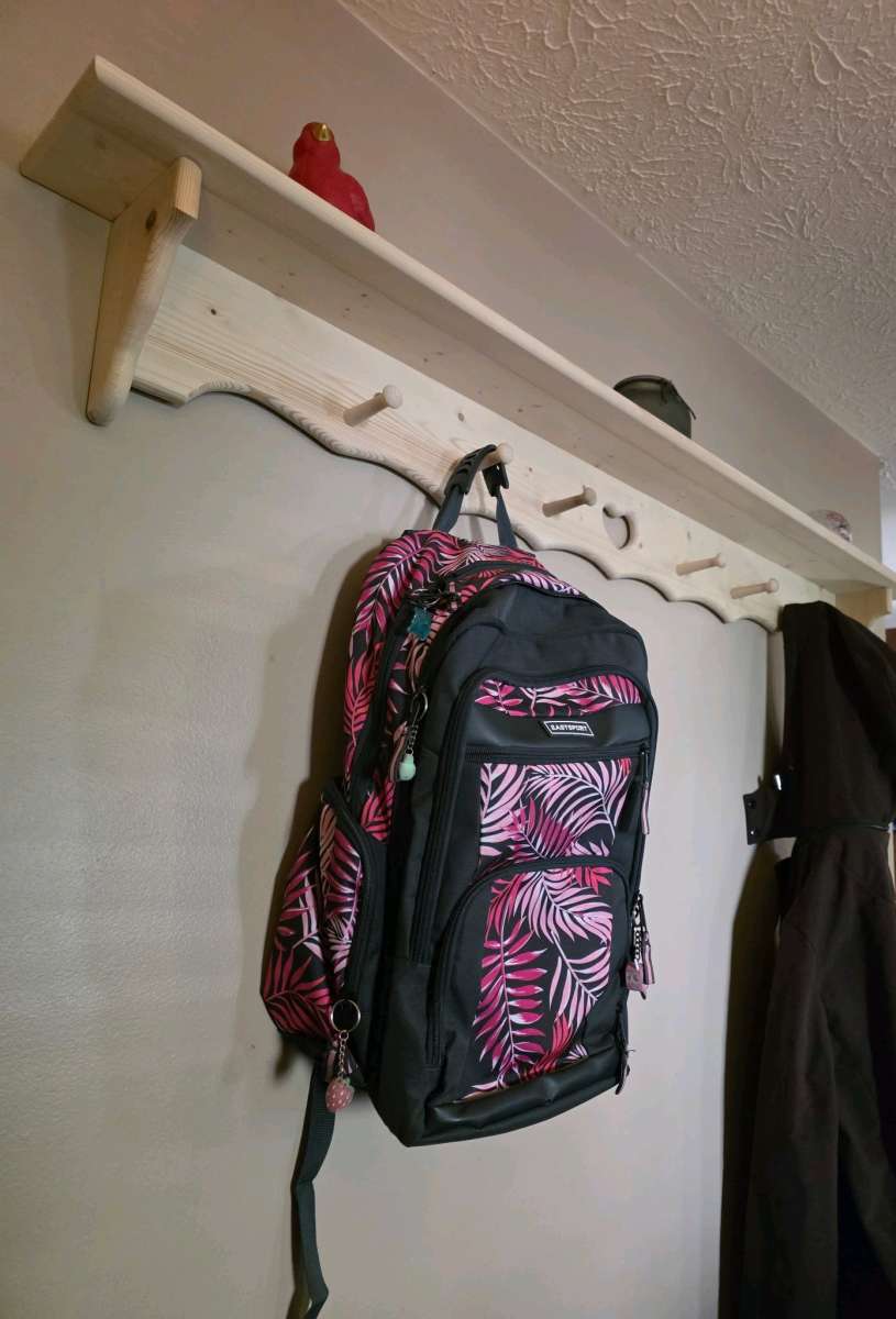 Rustic Wall Shelf with Peg Hooks