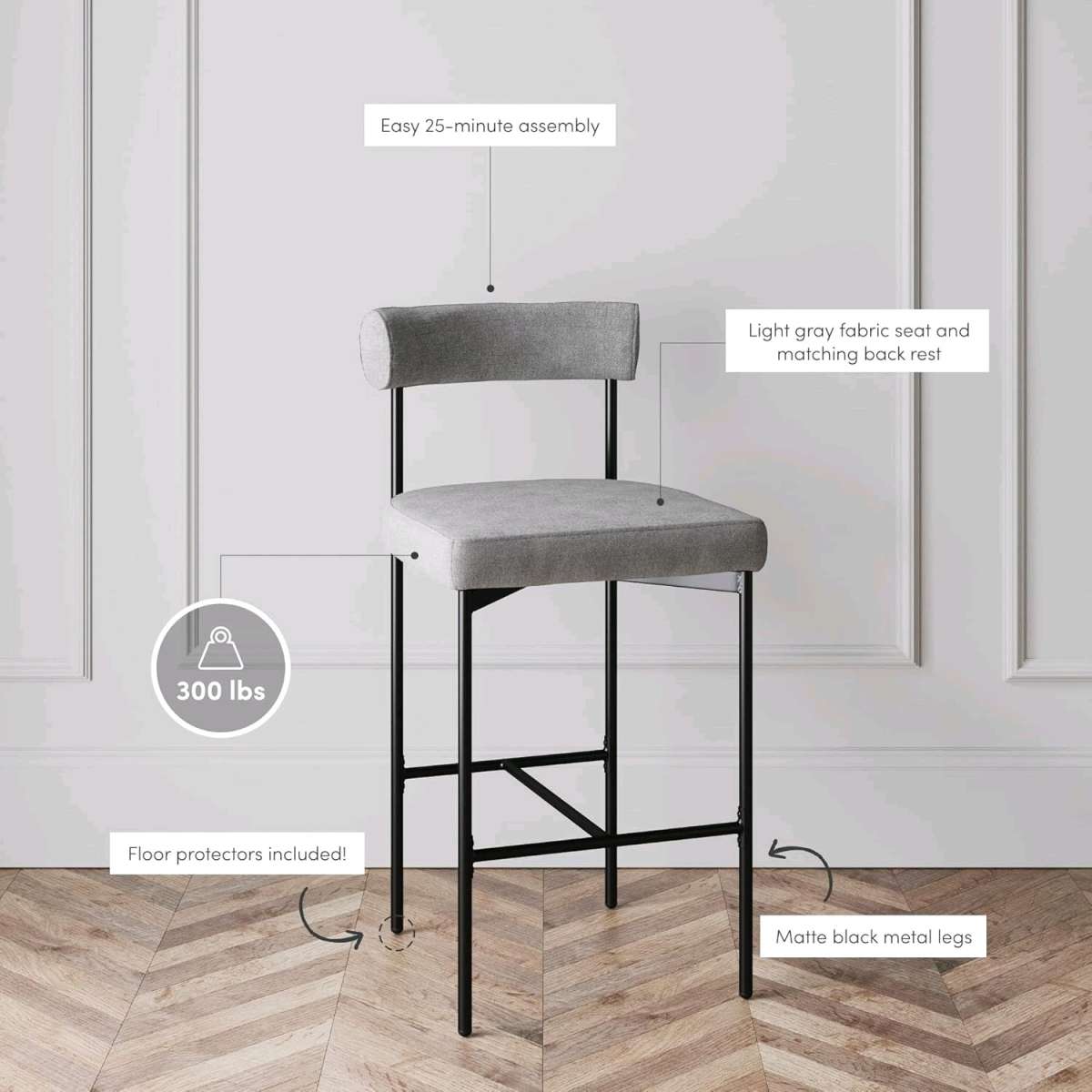 NATHAN JAMES DAHLIA COUNTER HEIGHT CHAIR MODERN BARSTOOL