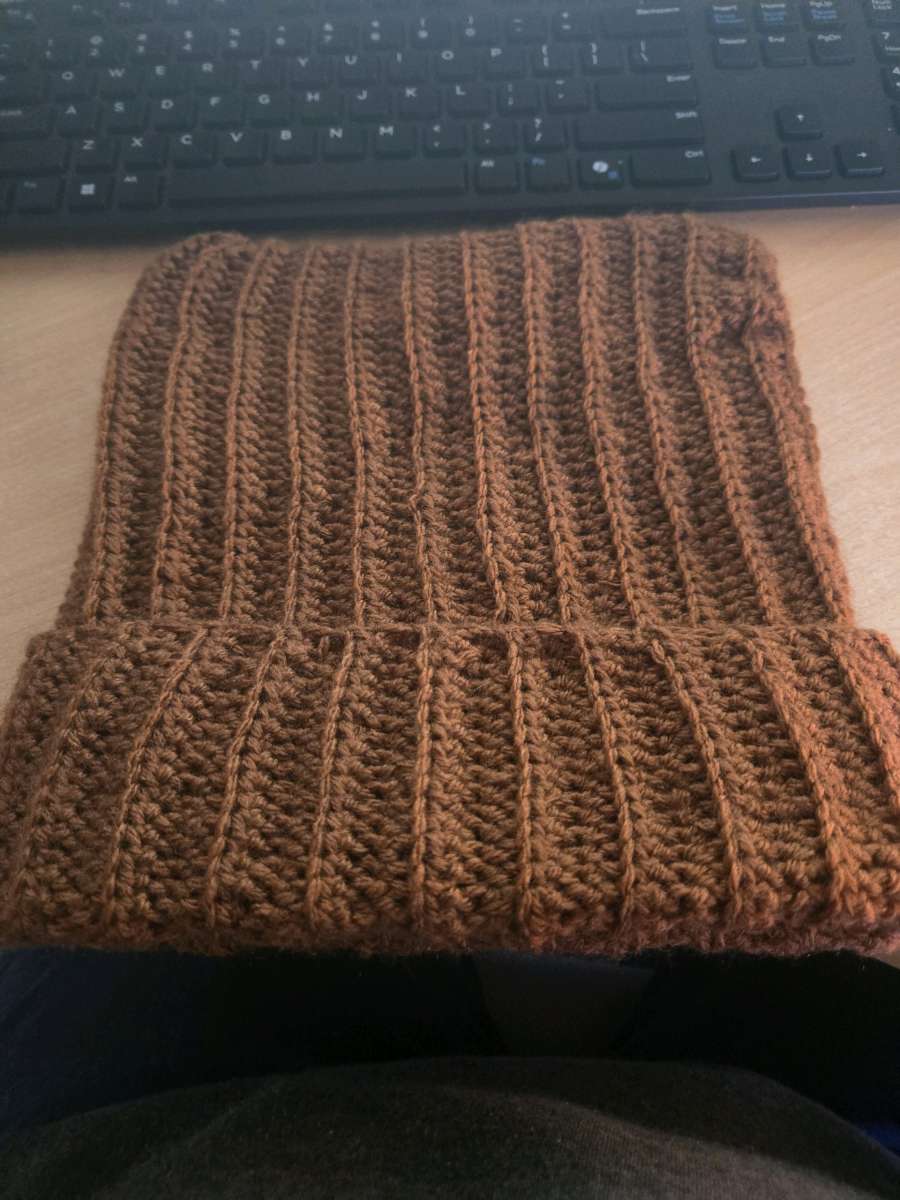 homemade brown beanie