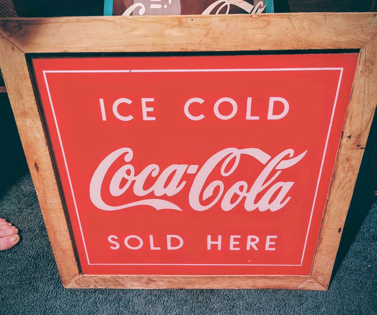 Coca Cola vintage glass framed sign
