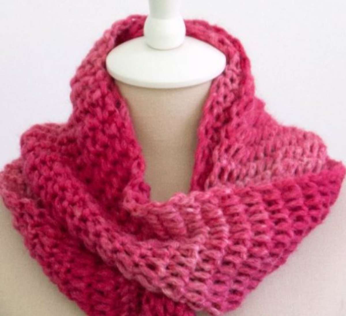 double crochet endless multi pink scarf