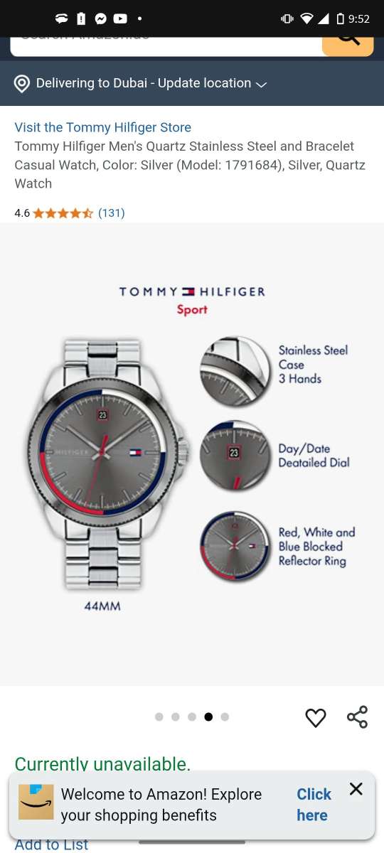 Tommy Hilfiger Mens Quartz Stainless Steel and Bracelet Casu