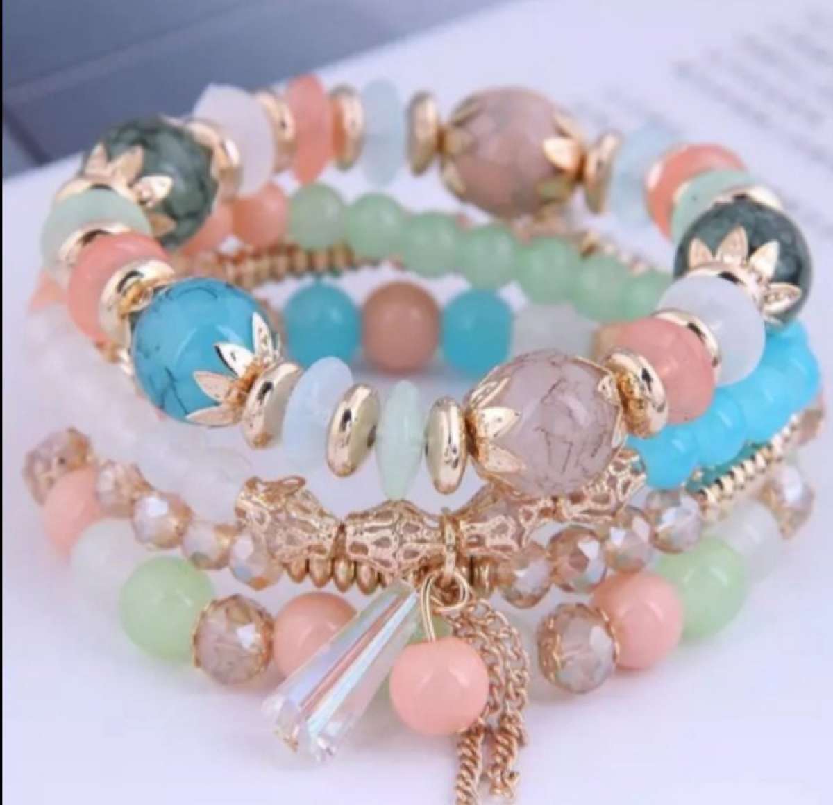 Women Pink Multi Color Fashion Bead Bracelet
