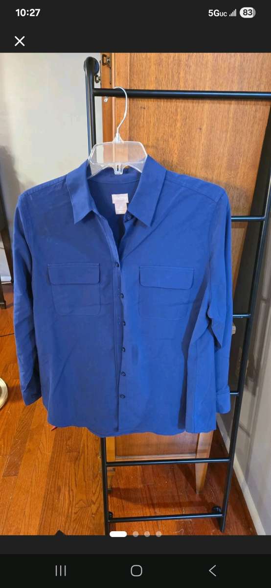 Chicos Womens 2P Long Sleeve Blue ButtonUp Shirt