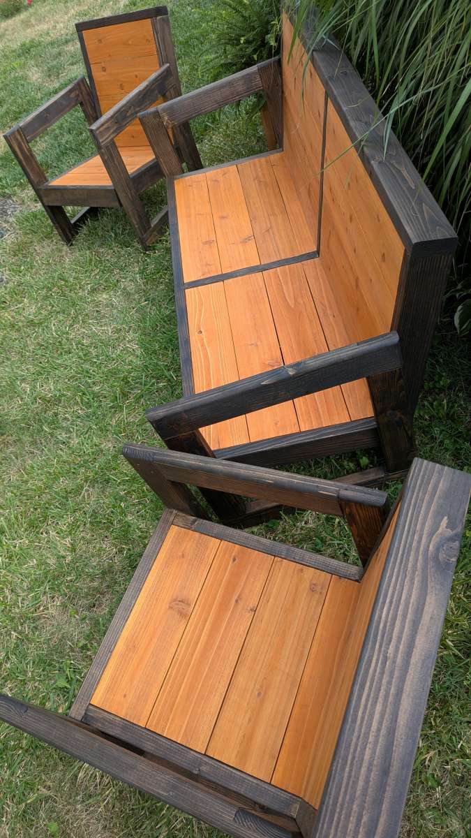 Rustic 3 Piece Patio Furniture  Handmade  Built to Last