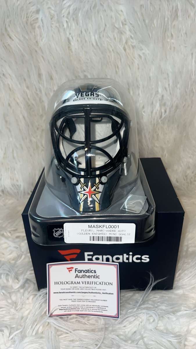 New MARCANDRE FLEURY SIGNED VEGAS GOLDEN KNIGHTS Mini Goalie
