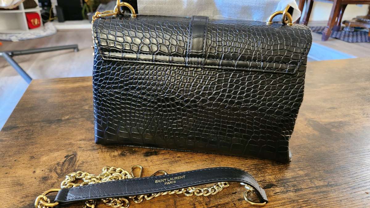 YSL black cowhide leather