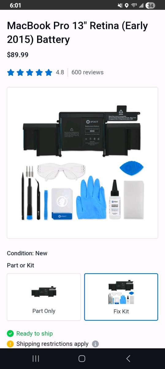 new replacement macbook pro battery