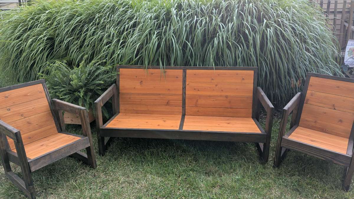 Rustic 3 Piece Patio Furniture  Handmade  Built to Last