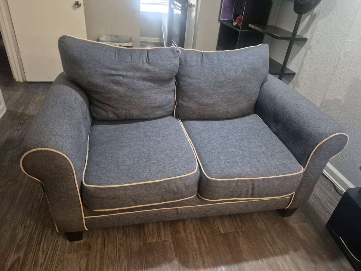 blue loveseat