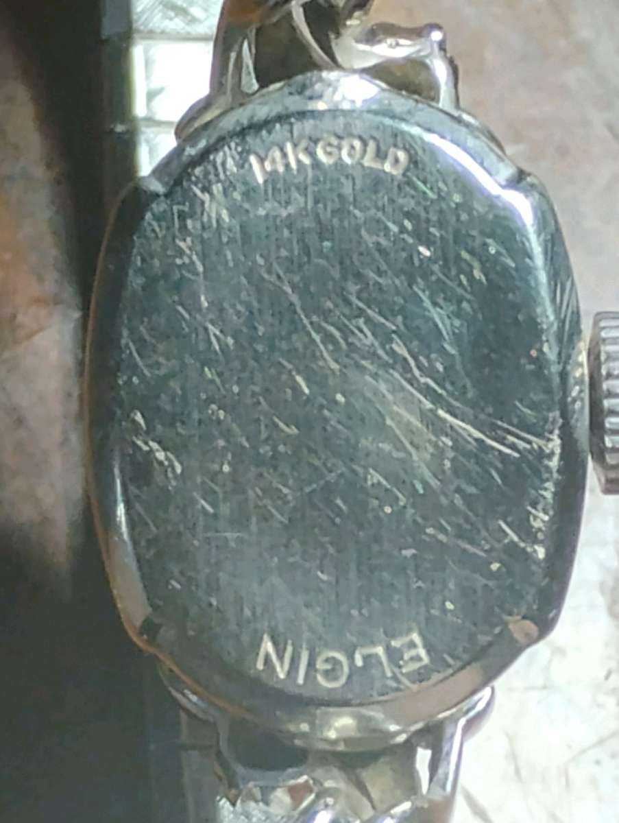 vintage Lady Elgin 14k White Gold Diamond Watch
